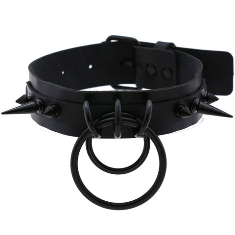 Black Spike Ring Choker