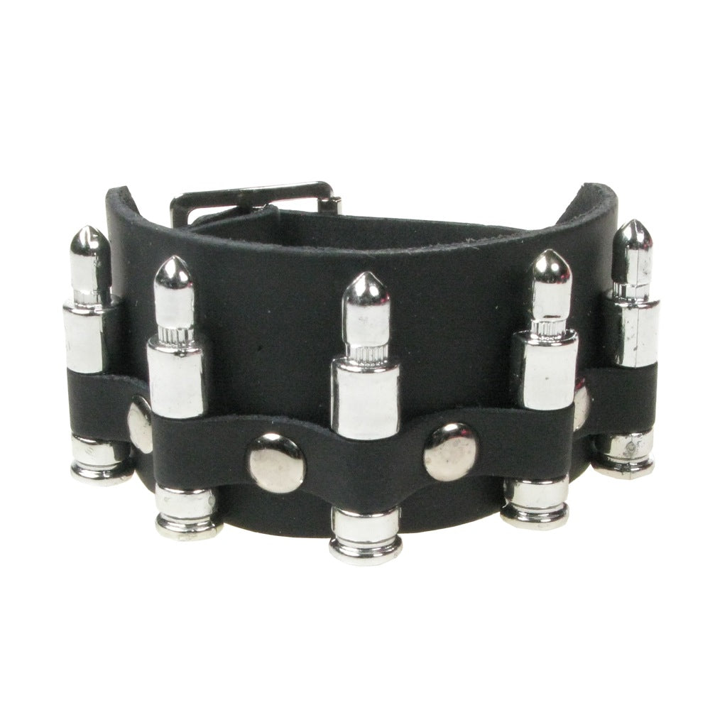 2 Row Bullet Leður Armbandsól