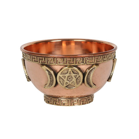 TRIPLE MOON BRASS OFFERING BOWL